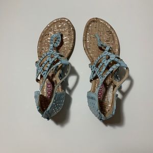Size 8 Dolce rhinestone blue and brown sandals